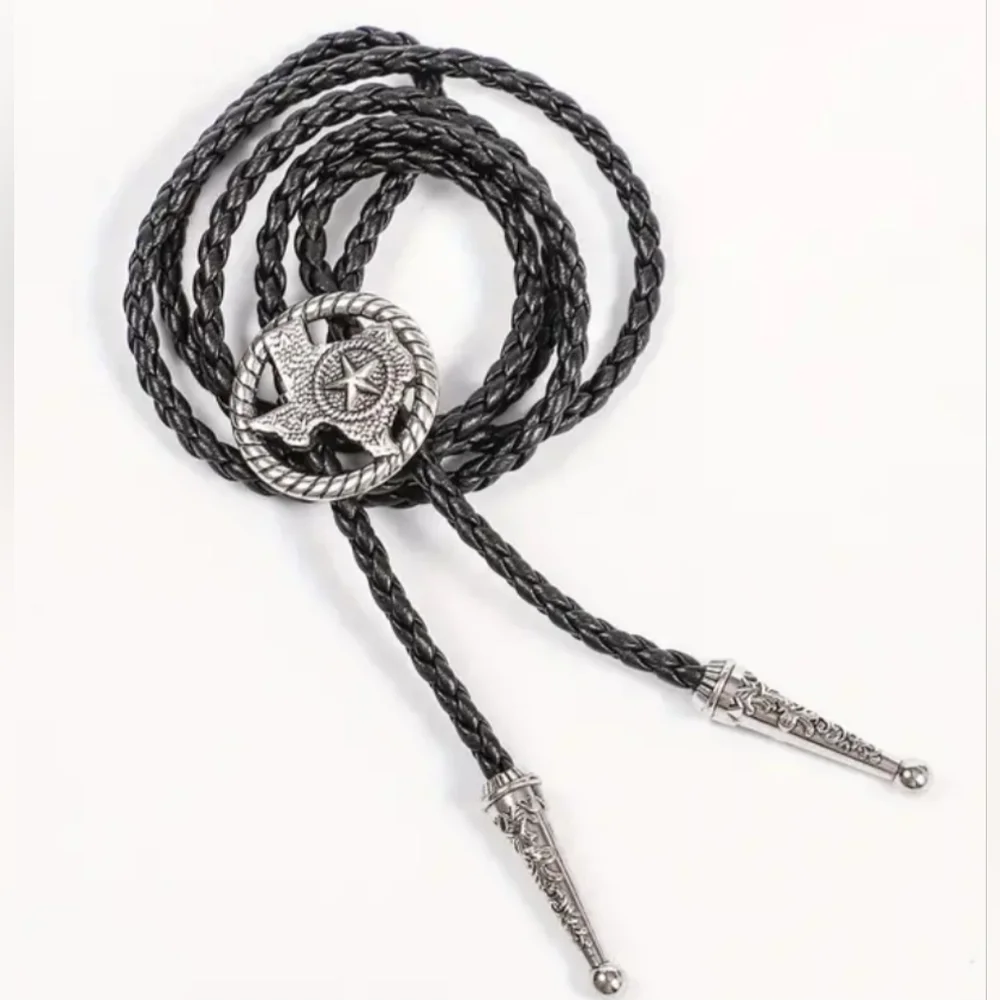 New Texas Star Silver Western Cowboy Cowgirl Rodeo bolo tie